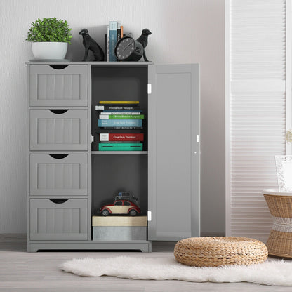Standing Indoor Wooden Cabinet with 4 Drawers, Gray Floor Cabinets at Gallery Canada