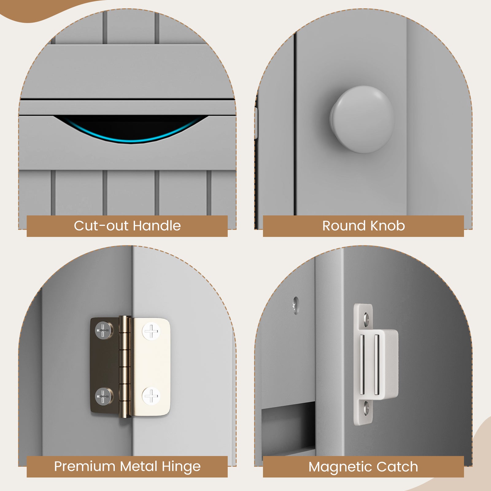 Standing Indoor Wooden Cabinet with 4 Drawers, Gray Floor Cabinets at Gallery Canada