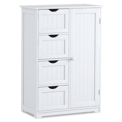 Standing Indoor Wooden Cabinet with 4 Drawers, White Floor Cabinets White at Gallery Canada