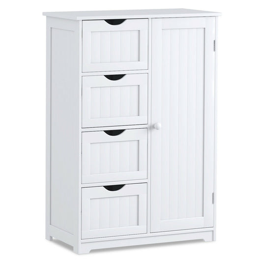Standing Indoor Wooden Cabinet with 4 Drawers, White Floor Cabinets White at Gallery Canada