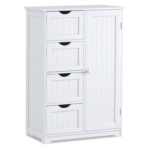Standing Indoor Wooden Cabinet with 4 Drawers, White