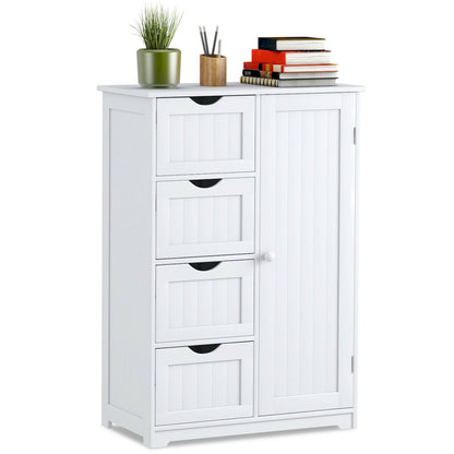 Standing Indoor Wooden Cabinet with 4 Drawers, White Floor Cabinets at Gallery Canada