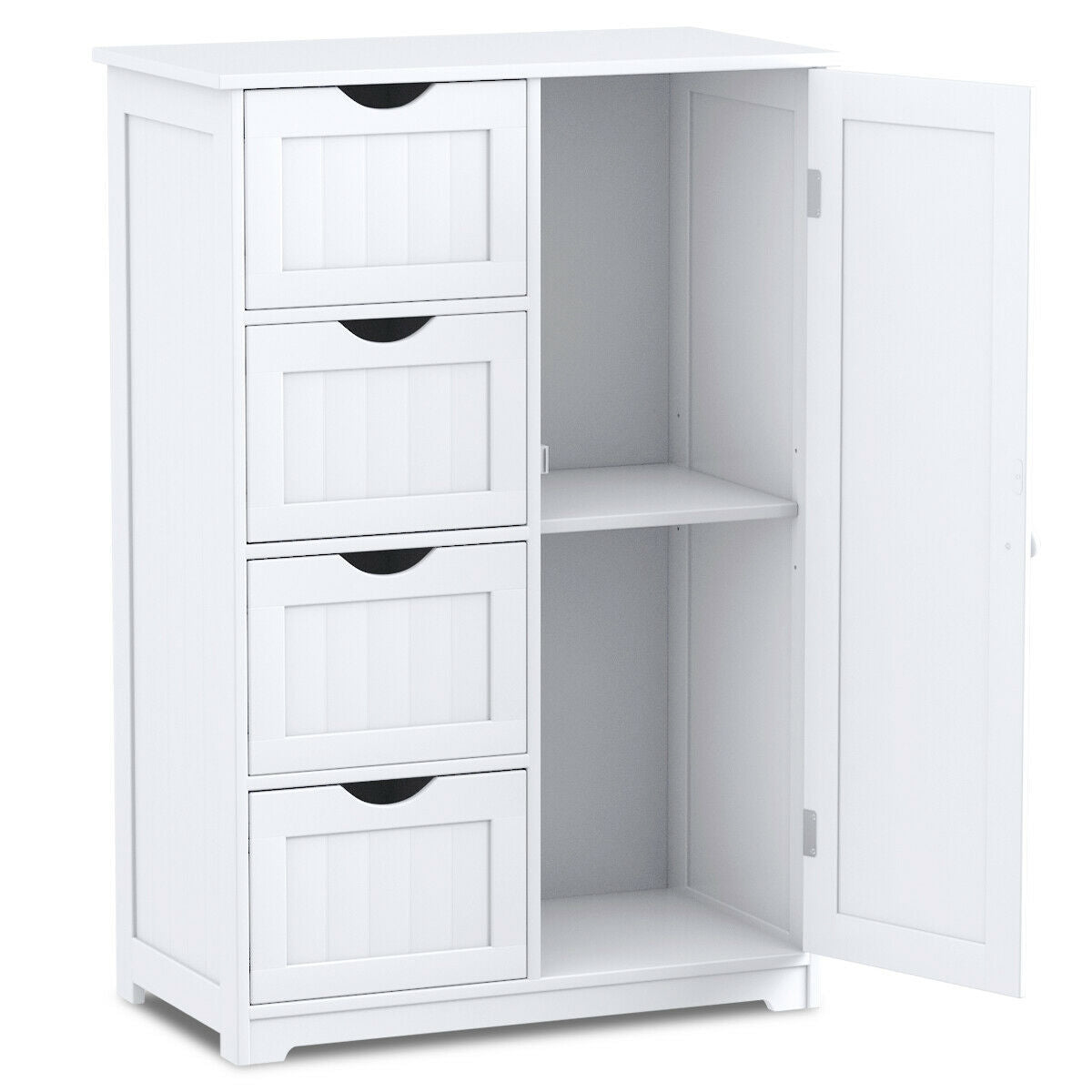 Standing Indoor Wooden Cabinet with 4 Drawers, White Floor Cabinets at Gallery Canada
