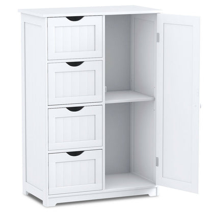 Standing Indoor Wooden Cabinet with 4 Drawers, White Floor Cabinets at Gallery Canada