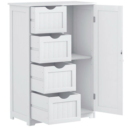 Standing Indoor Wooden Cabinet with 4 Drawers, White Floor Cabinets at Gallery Canada