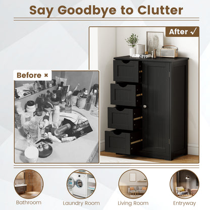 Standing Wooden Cabinet, 4 Drawers, Black Floor Cabinets at Gallery Canada