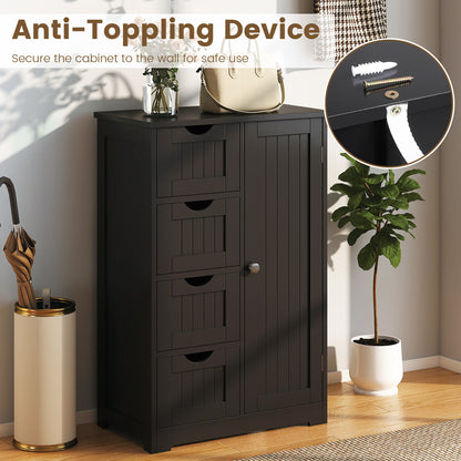 Standing Wooden Cabinet, 4 Drawers, Black Floor Cabinets at Gallery Canada