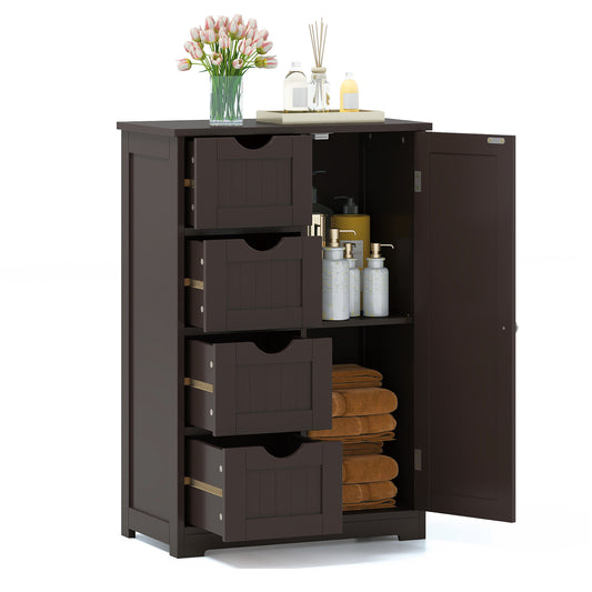 Standing Wooden Cabinet, 4 Drawers, Brown Floor Cabinets Brown at Gallery Canada