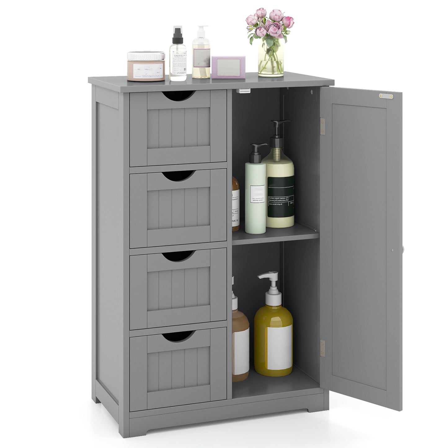 Wooden Cabinet With 4 Drawers, Gray Floor Cabinets at Gallery Canada