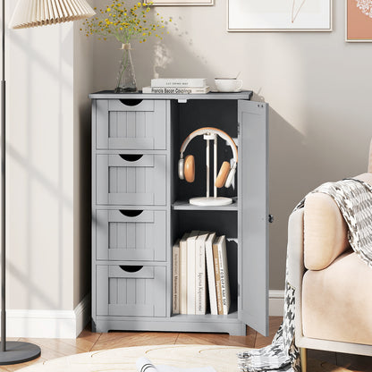 Wooden Cabinet With 4 Drawers, Gray Floor Cabinets Gray at Gallery Canada