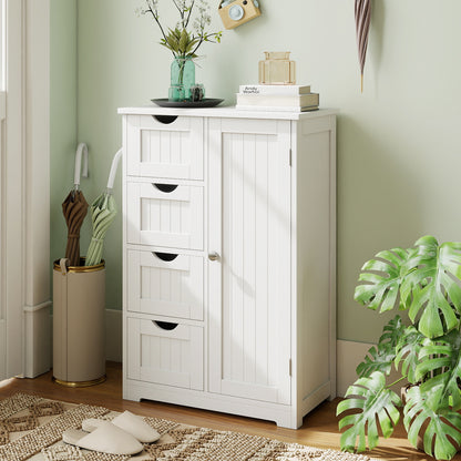 Standing Indoor Wooden Cabinet with 4 Drawers, White Floor Cabinets at Gallery Canada