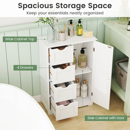 Standing Indoor Wooden Cabinet with 4 Drawers, White Floor Cabinets at Gallery Canada