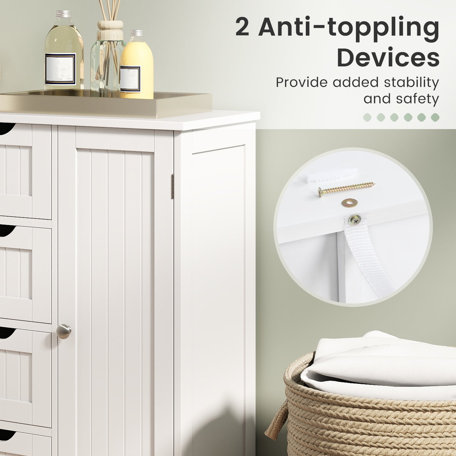 Standing Indoor Wooden Cabinet with 4 Drawers, White Floor Cabinets at Gallery Canada