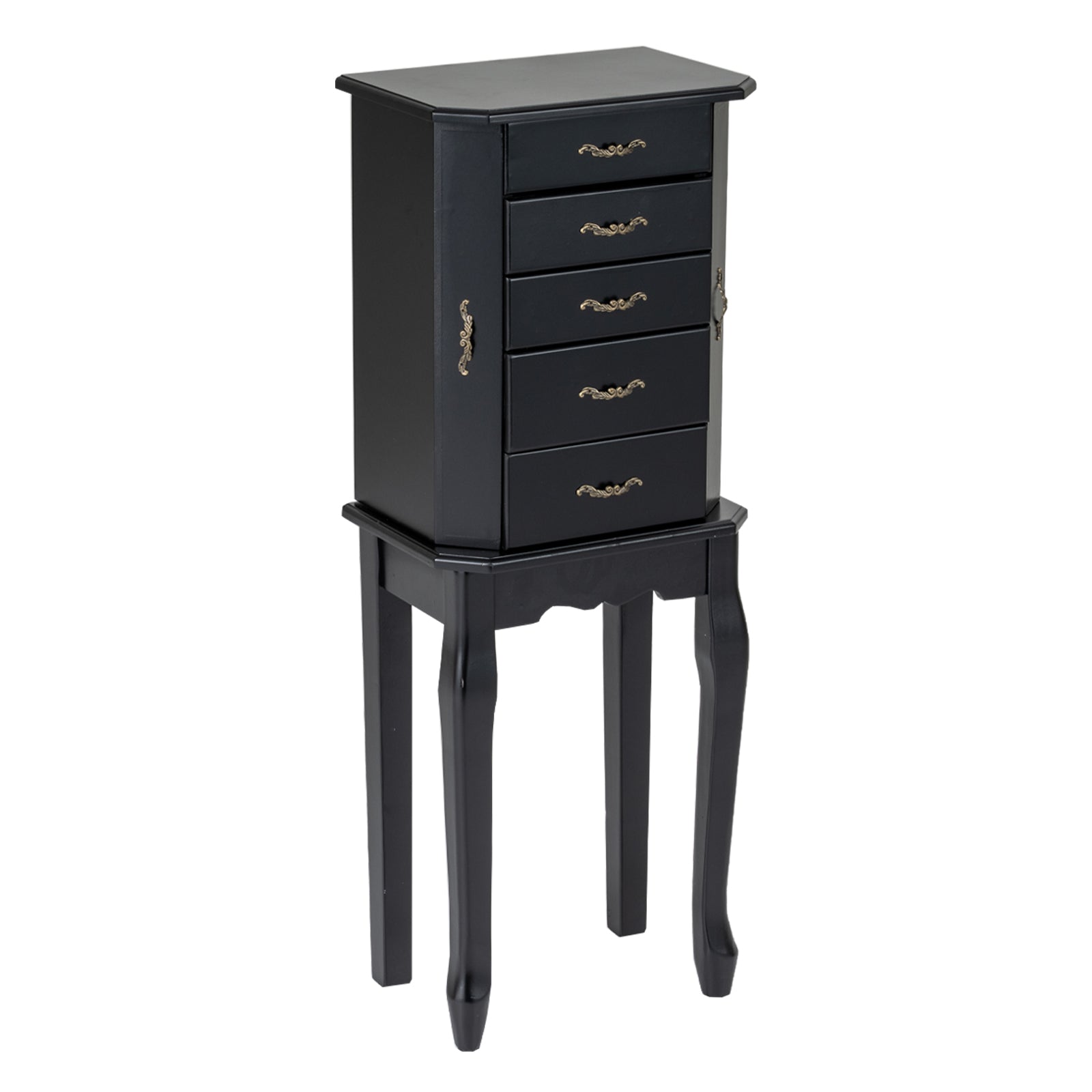 Standing Jewelry Box with 4 Drawers and 2 Side Doors, Black Jewelry Armoires Black at Gallery Canada