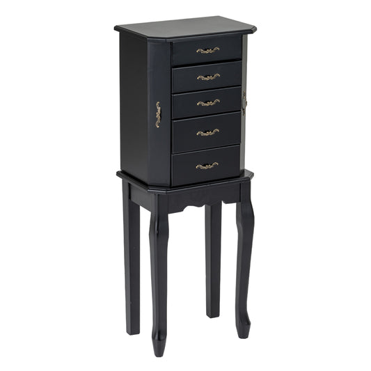 Standing Jewelry Box with 4 Drawers and 2 Side Doors, Black Jewelry Armoires Black at Gallery Canada
