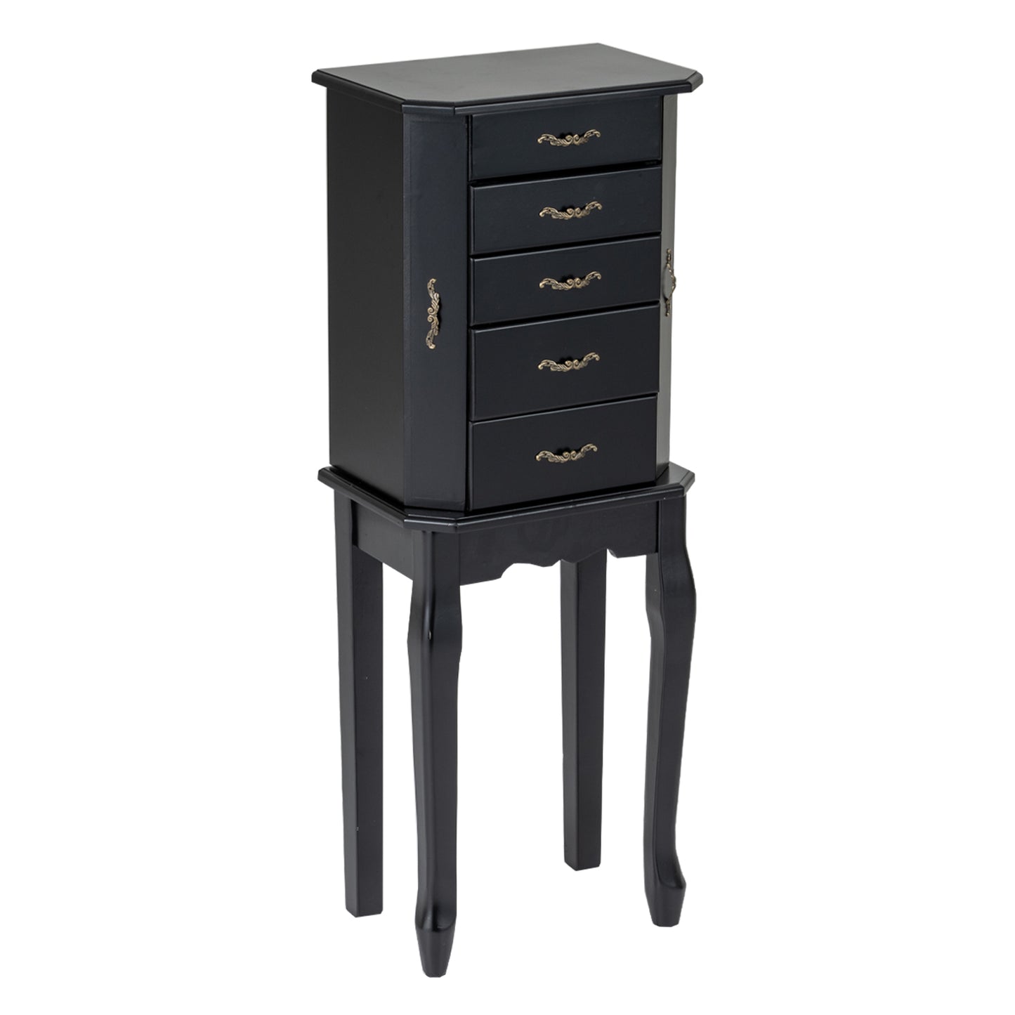 Standing Jewelry Box with 4 Drawers and 2 Side Doors, Black Jewelry Armoires at Gallery Canada