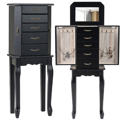 Standing Jewelry Box with 4 Drawers and 2 Side Doors, Black Jewelry Armoires at Gallery Canada
