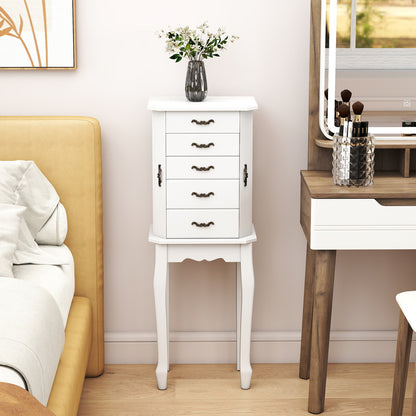 Standing Jewelry Box with 4 Drawers and 2 Side Doors, White Jewelry Armoires at Gallery Canada