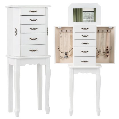 Standing Jewelry Box with 4 Drawers and 2 Side Doors, White Jewelry Armoires at Gallery Canada