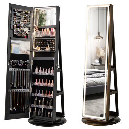 Standing Jewelry Cabinet with Adjustable LED Lights, Black Jewelry Armoires Black at Gallery Canada