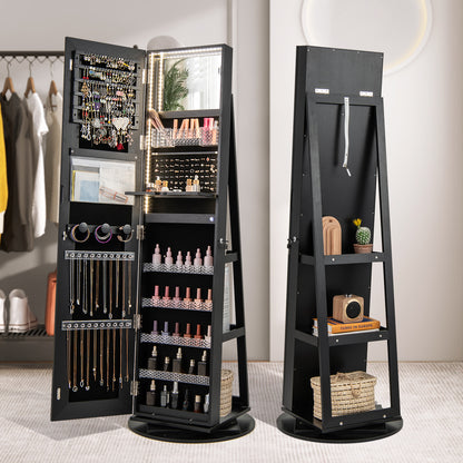 Standing Jewelry Cabinet with Adjustable LED Lights, Black Jewelry Armoires at Gallery Canada