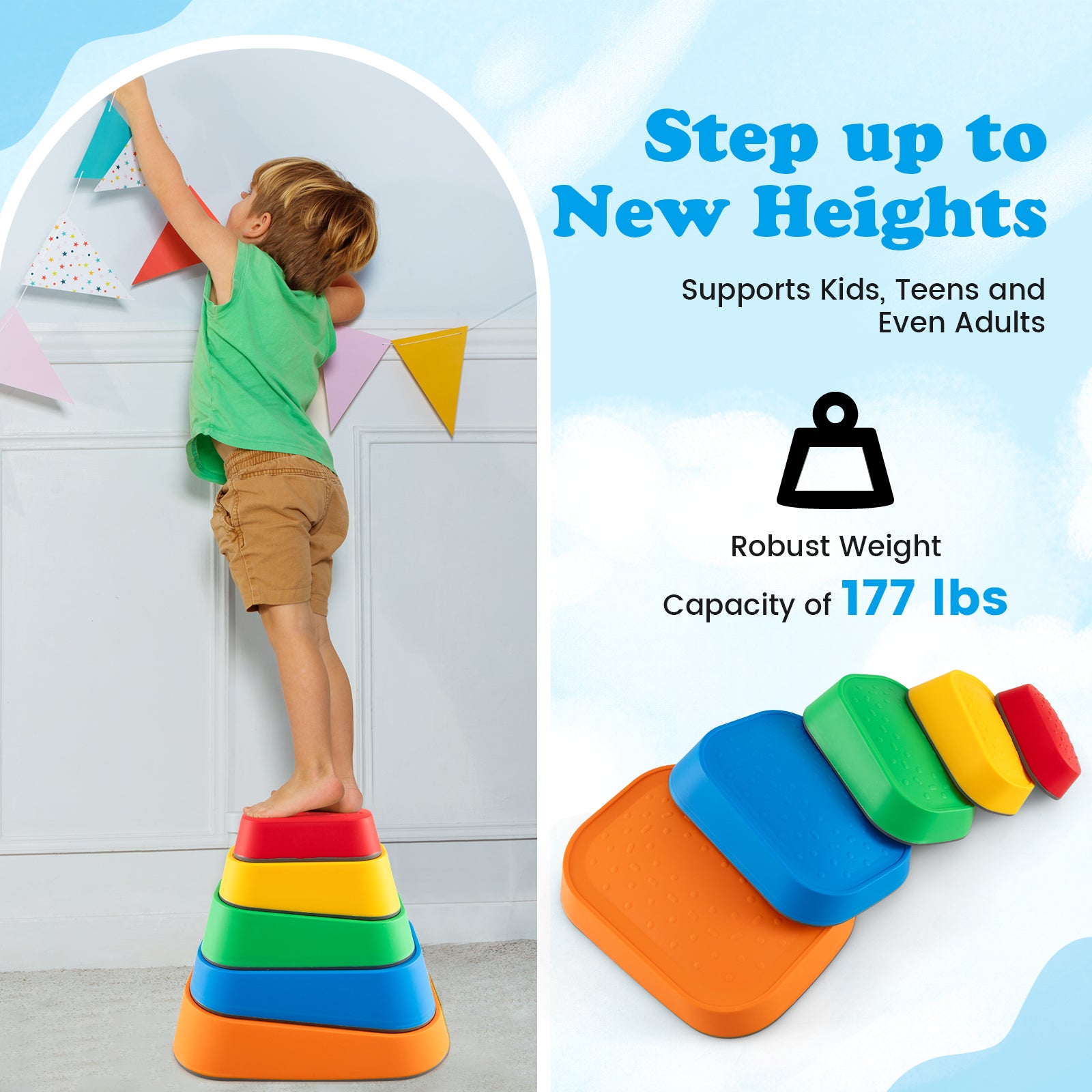 Stepping Stone for Kids 5Pcs Non-Slip Toddler River Stone Set, Multicolor Toy Sports at Gallery Canada