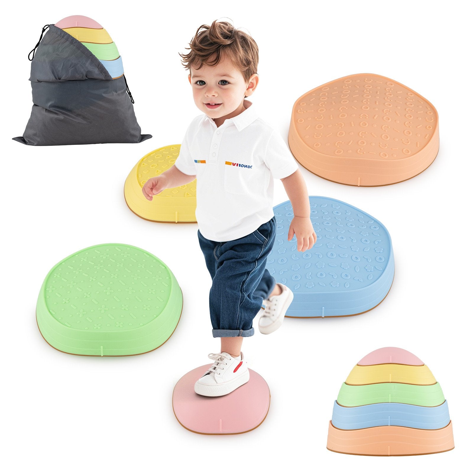 Stepping Stones for Kids 5 PCS Non-Slip Balance Stones with Storage Bag, Macaron Toy Sports Macaron at Gallery Canada
