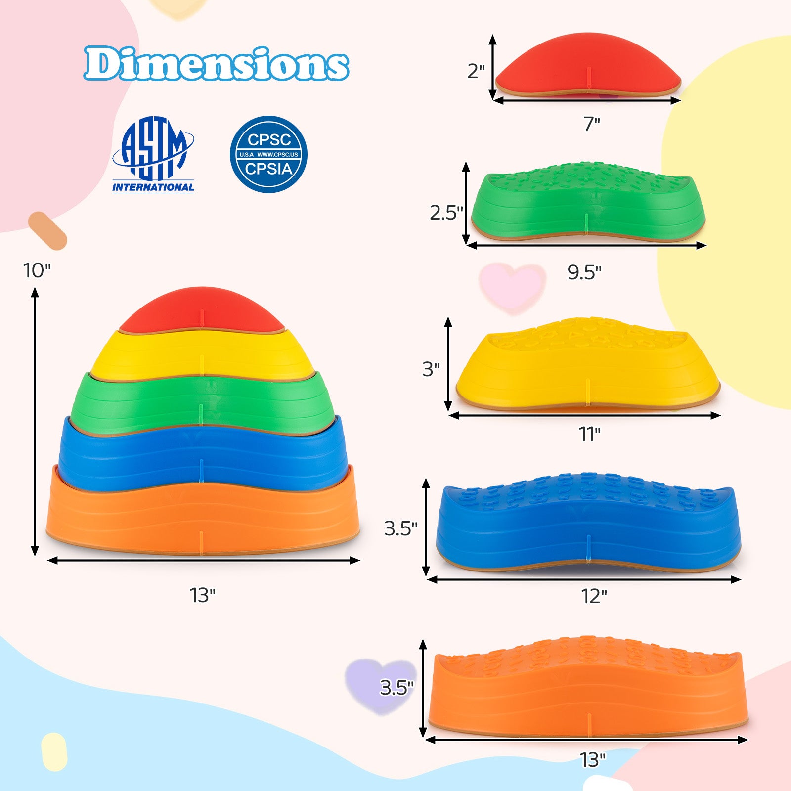Kids Non-Slip Balance Stepping Stones, 5 PCS, Multicolor Toy Sports at Gallery Canada