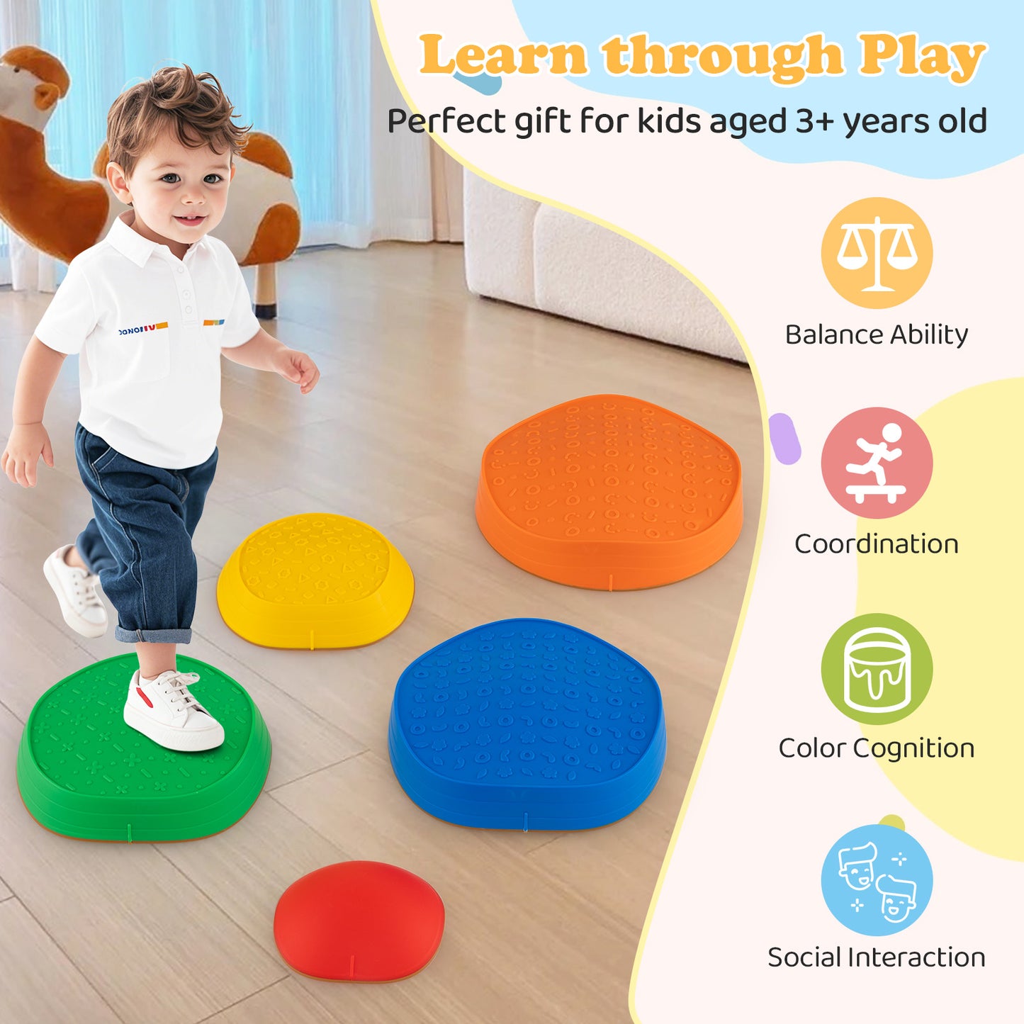 Kids Non-Slip Balance Stepping Stones, 5 PCS, Multicolor Toy Sports at Gallery Canada