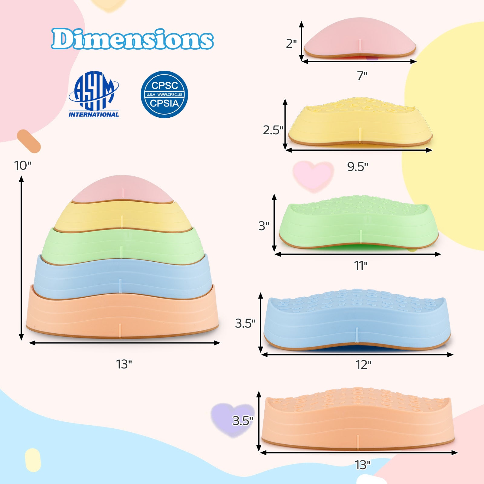 Kids Stepping Stones, 5 PCS Non-Slip Balance Stones, Macaron Toy Sports at Gallery Canada