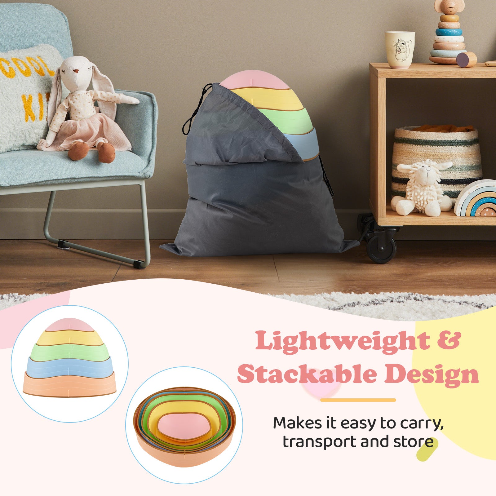 Kids Stepping Stones, 5 PCS Non-Slip Balance Stones, Macaron Toy Sports at Gallery Canada