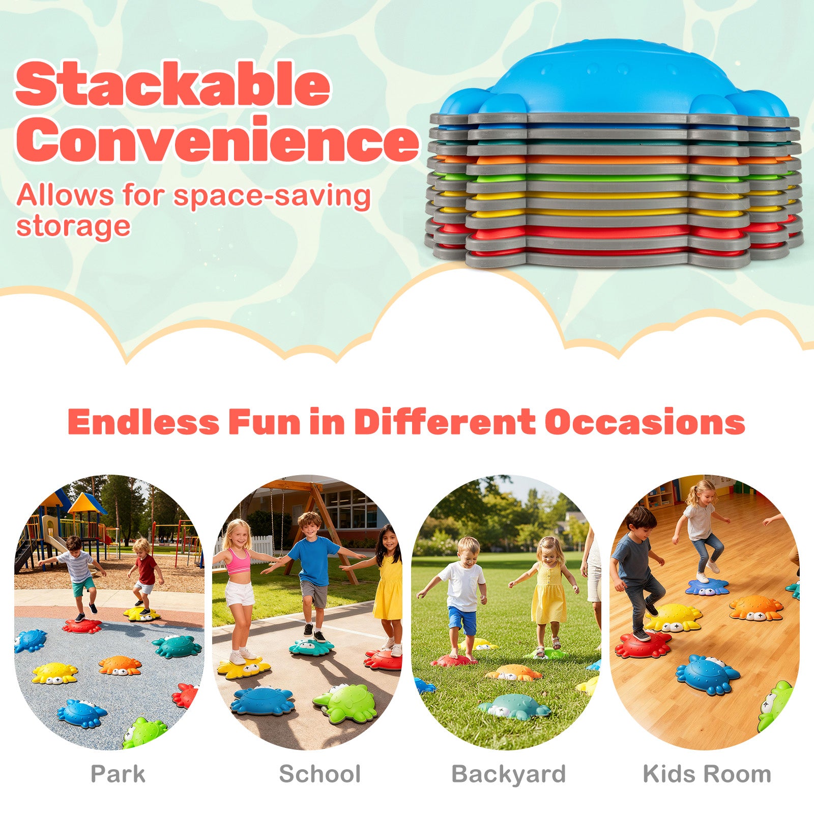 Stepping Stones for Kids 9 Pieces Non-Slip Toddler Stepping Stones Balance Sensory Toys, Multicolor Lawn Games at Gallery Canada