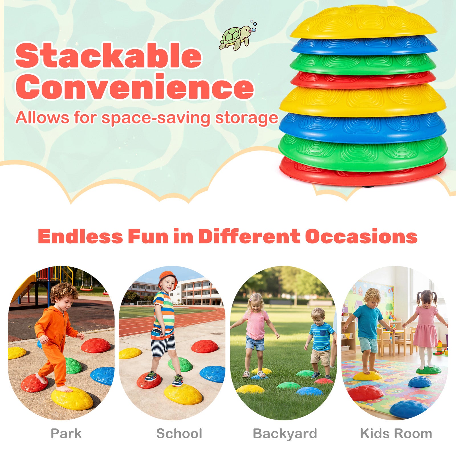 Stepping Stones for Kids 8 PCS Non-Slip Toddler Stepping Stones Balance Sensory Toys, Multicolor Lawn Games at Gallery Canada