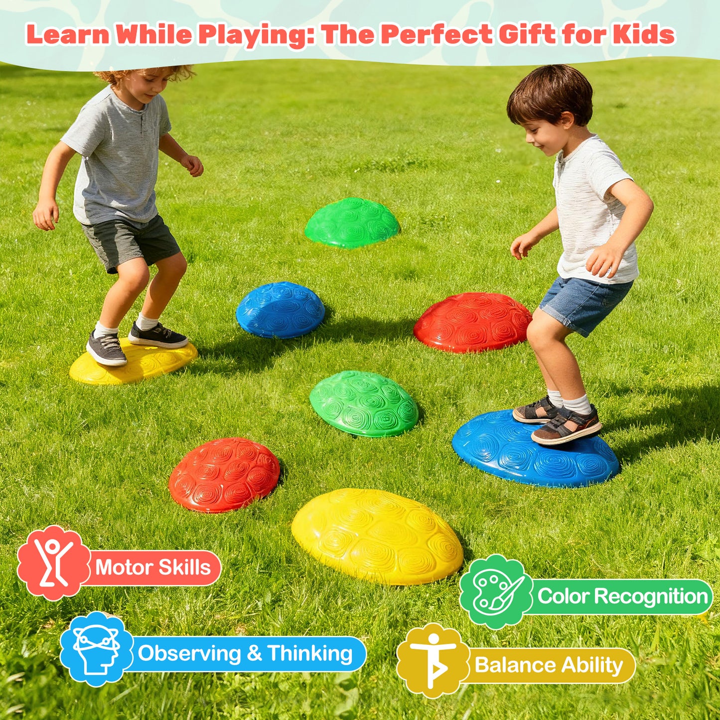 Stepping Stones for Kids 8 PCS Non-Slip Toddler Stepping Stones Balance Sensory Toys, Multicolor Lawn Games at Gallery Canada