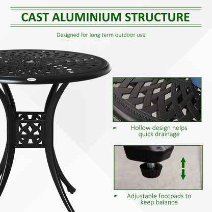 30-Inch Round Patio Dining Table, Umbrella Hole, Antique Cast Aluminum, Black Patio Side Tables at Gallery Canada
