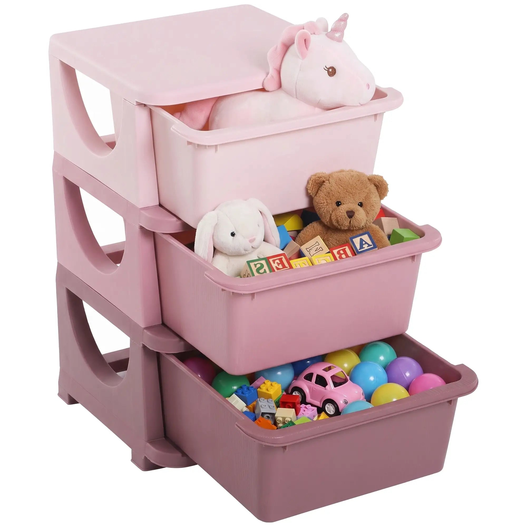 3 Tier Kids Toy Organizer, 3 Plastic Drawers, Pink Baby & Kids Storage at Gallery Canada