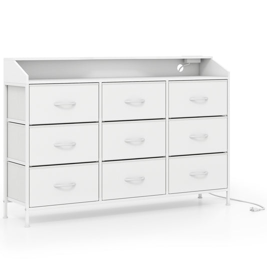 Storage Organizer with LED Lights, 9 Fabric Drawers, White Dressers & Chests White at Gallery Canada