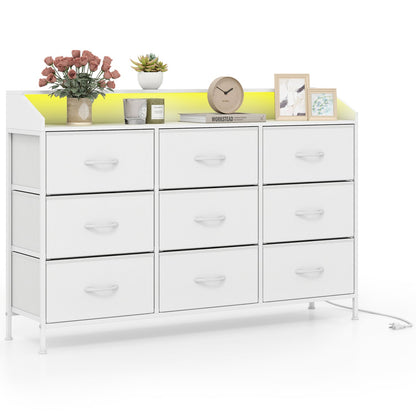 Storage Organizer with LED Lights, 9 Fabric Drawers, White Dressers & Chests at Gallery Canada