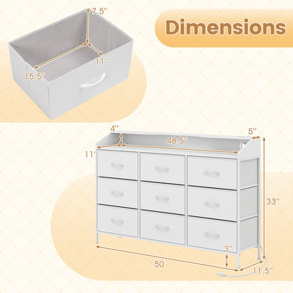 Storage Organizer with LED Lights, 9 Fabric Drawers, White Dressers & Chests at Gallery Canada