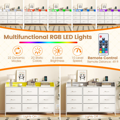 Storage Organizer with LED Lights, 9 Fabric Drawers, White Dressers & Chests at Gallery Canada
