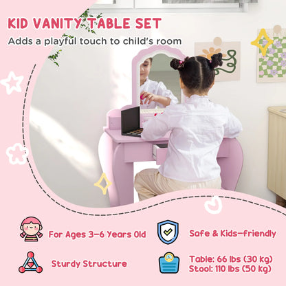 Makeup Vanity With Mirror, Stool, Cloud Design, 3-6 Years, Pink Toy Vanity at Gallery Canada