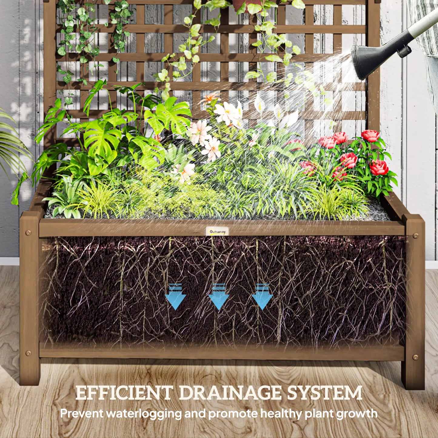 Wood Planter With Trellis, Raised Garden Bed, Privacy Screen Wooden Planter Boxes at Gallery Canada