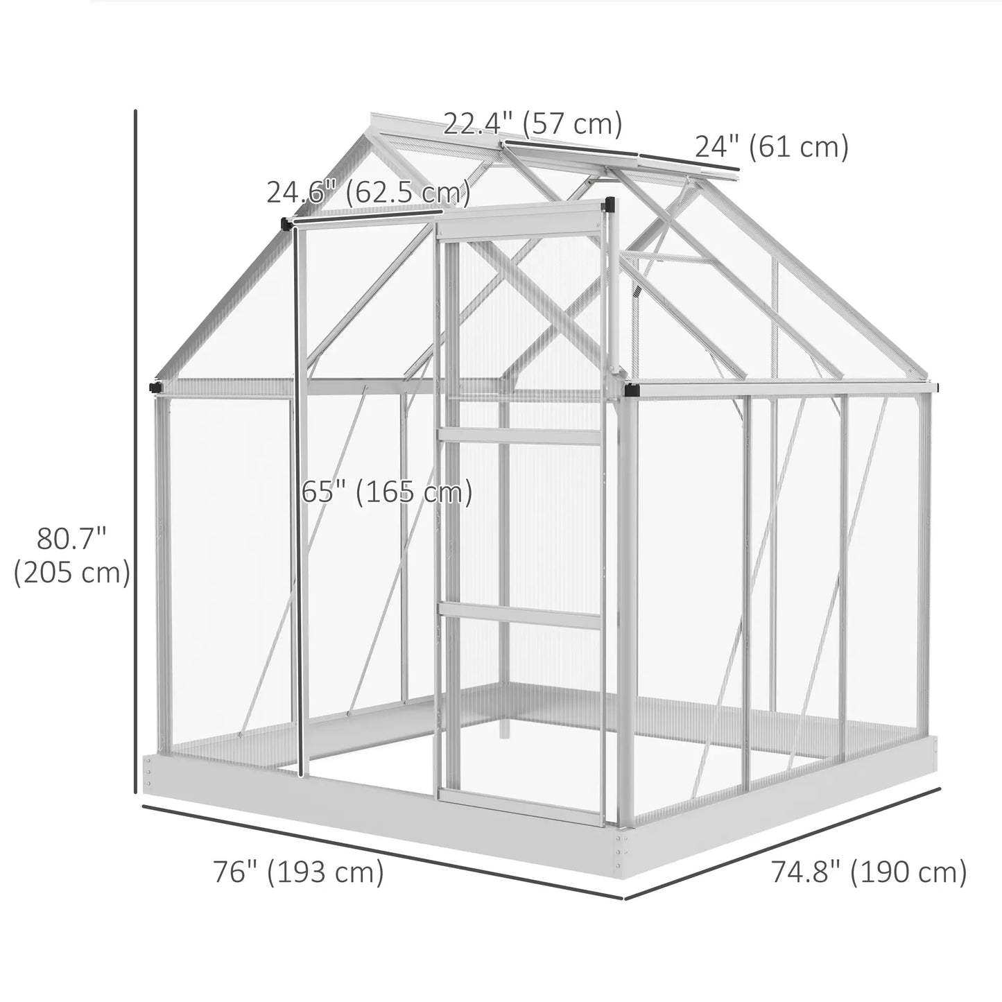 6' x 6' Walk-In Greenhouse, Polycarbonate, Sliding Door, Window, Silver Walk In Greenhouses at Gallery Canada