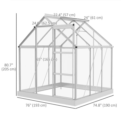 6' x 6' Walk-In Greenhouse, Polycarbonate, Sliding Door, Window, Silver Walk In Greenhouses at Gallery Canada