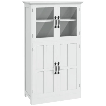 Modern Sideboard Cabinet, Glass Doors, 4-Tier Shelving, Adjustable Shelves Kitchen Pantry Cabinets White at Gallery Canada