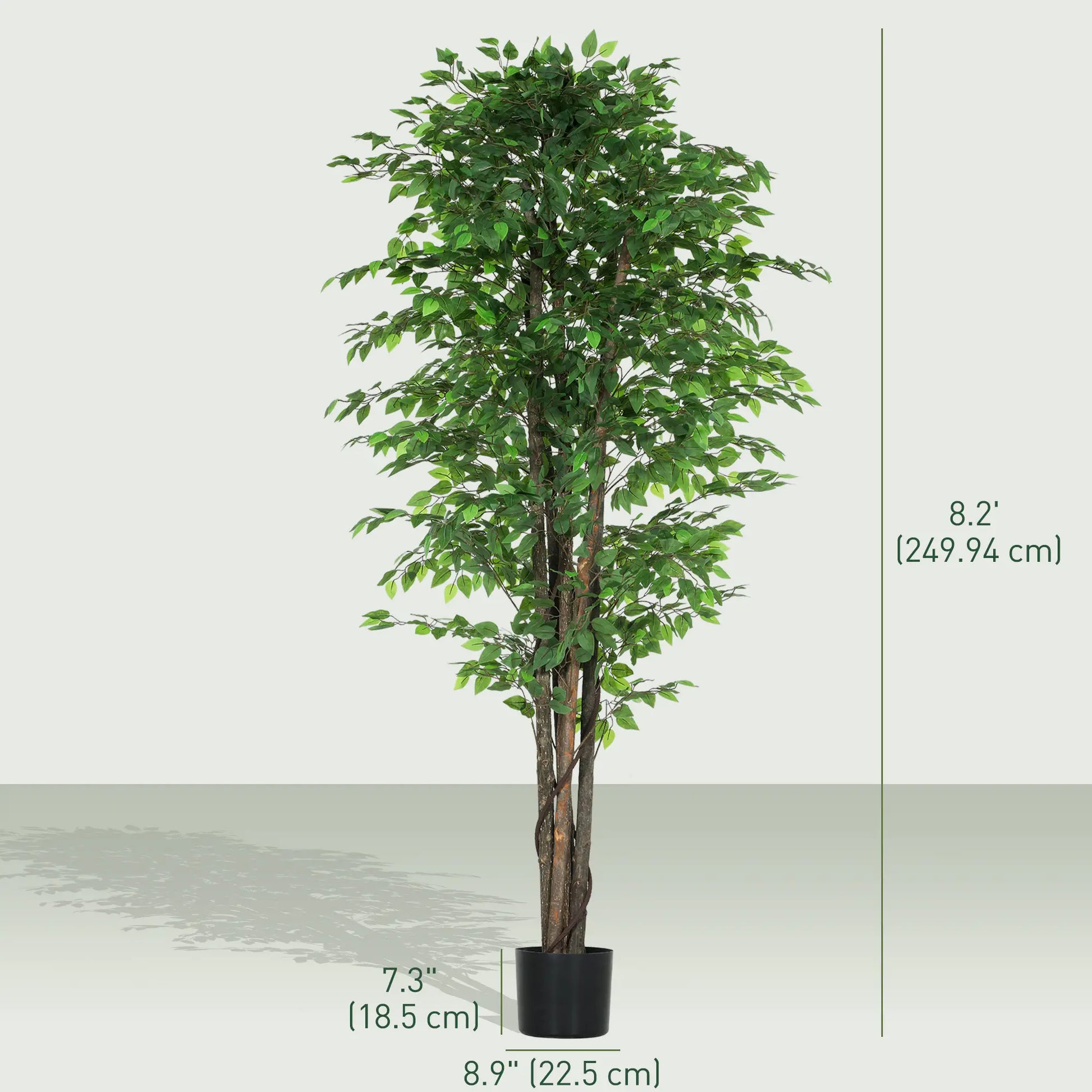 8ft Tall Artificial Silk Ficus Tree, 2520 Leaves in Pot, Home Office Decor Artificial Trees at Gallery Canada