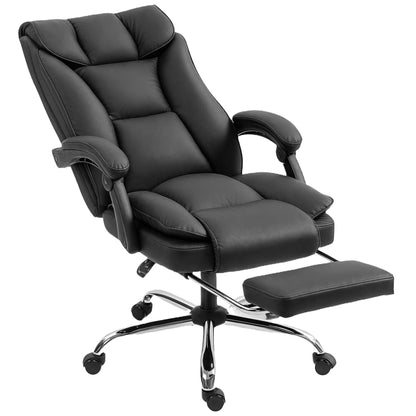 Executive Office Chair, Leather Ergonomic Desk Chair with Footrest, Swivel Recliner, Black Executive & Manager Chairs at Gallery Canada