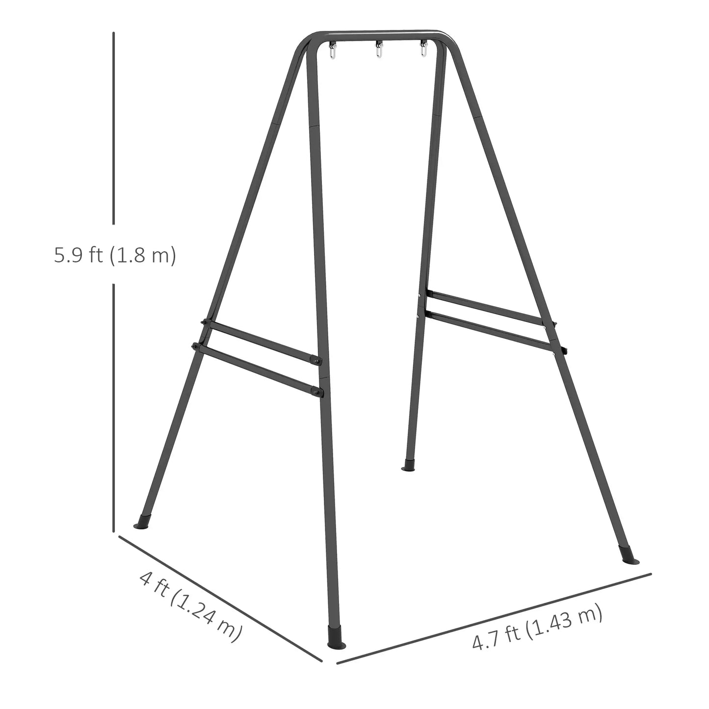 Heavy Duty Metal Hammock Chair Stand, 48.8" x 56.3" x 70.9", Black Hammock Stands at Gallery Canada