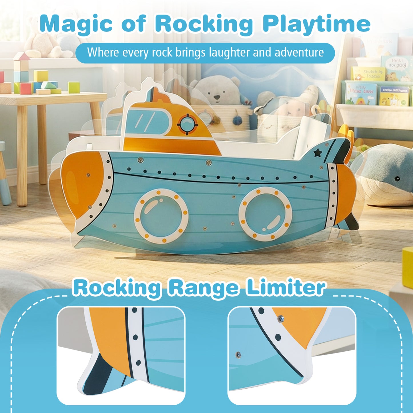 Submarine Wooden Climbing Toy with Rotating Propeller and Rocking Climber Climbers & Slides at Gallery Canada
