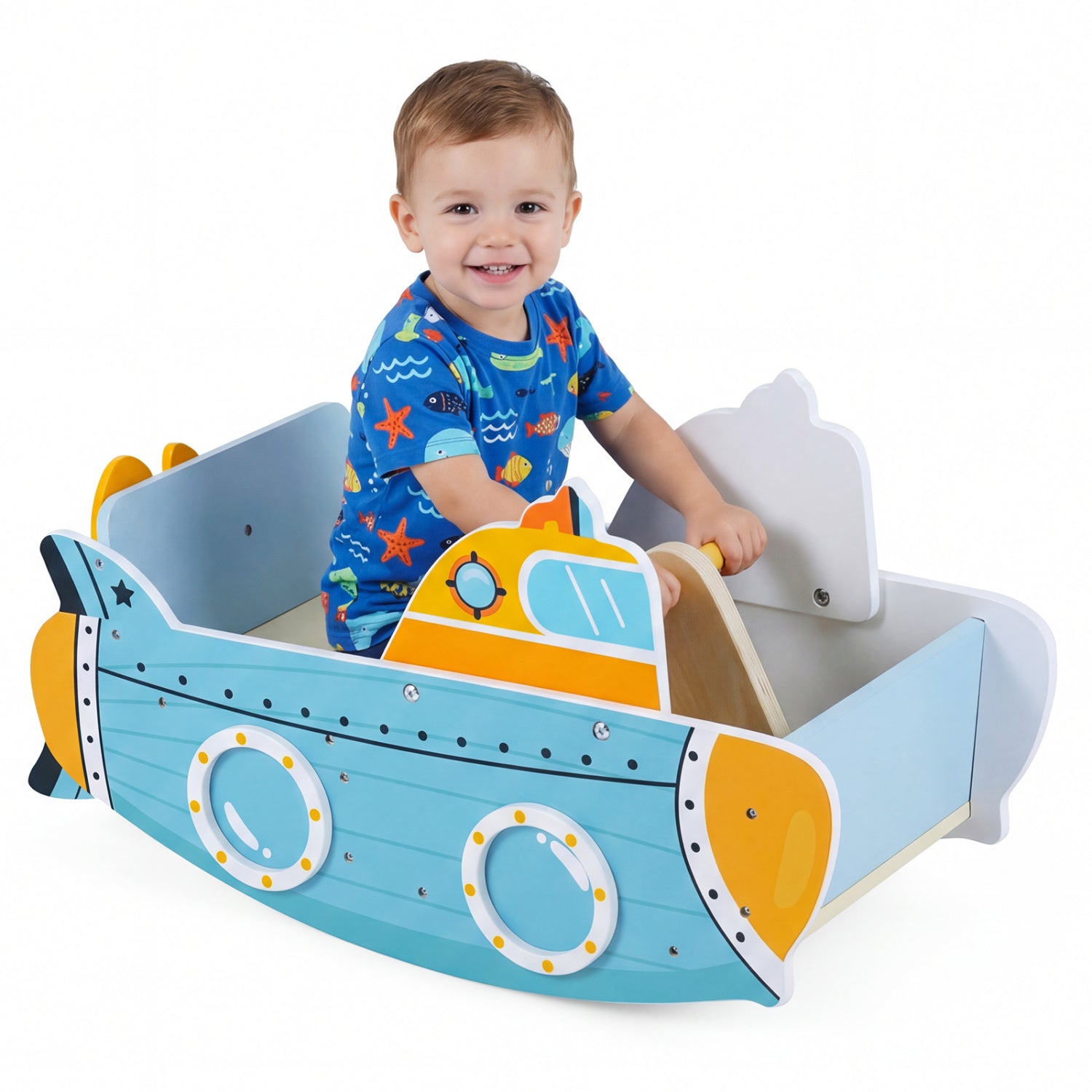 Submarine Wooden Climbing Toy with Rotating Propeller and Rocking Climber Climbers & Slides at Gallery Canada